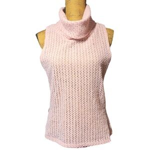 tothemax! pink knit sleeveless turtleneck sweater Women’s size large | ab6-9